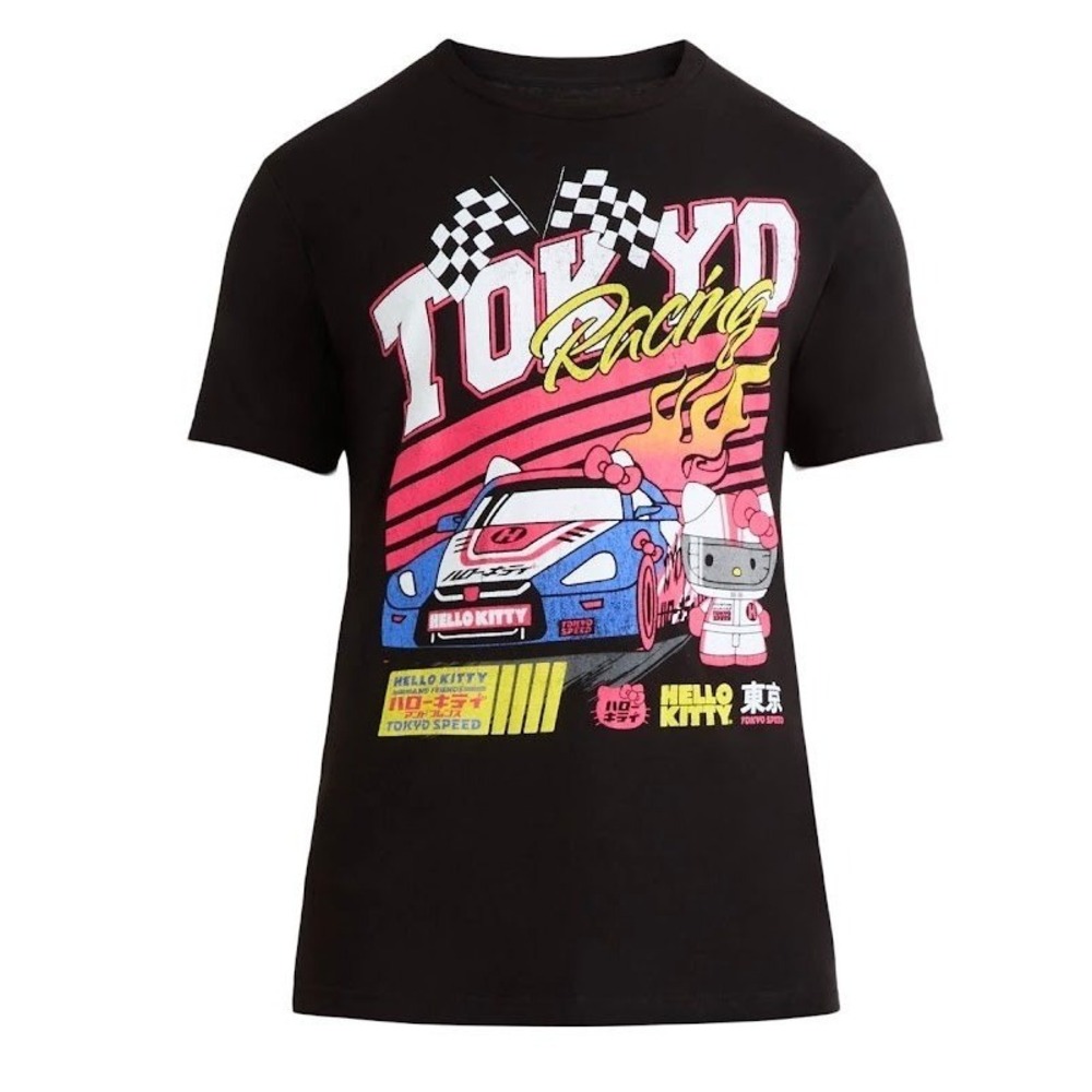Hello Kitty Tokyo Racing Graphic Tee Black Mens XL Tokyo‎ Speed Sanrio T-Shirt